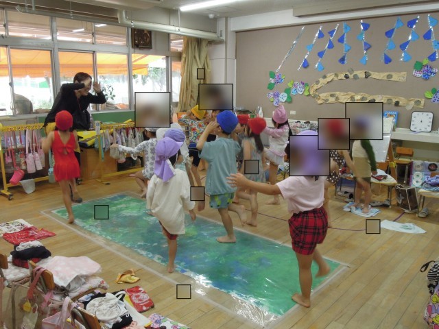 入水前には元気に準備体操！